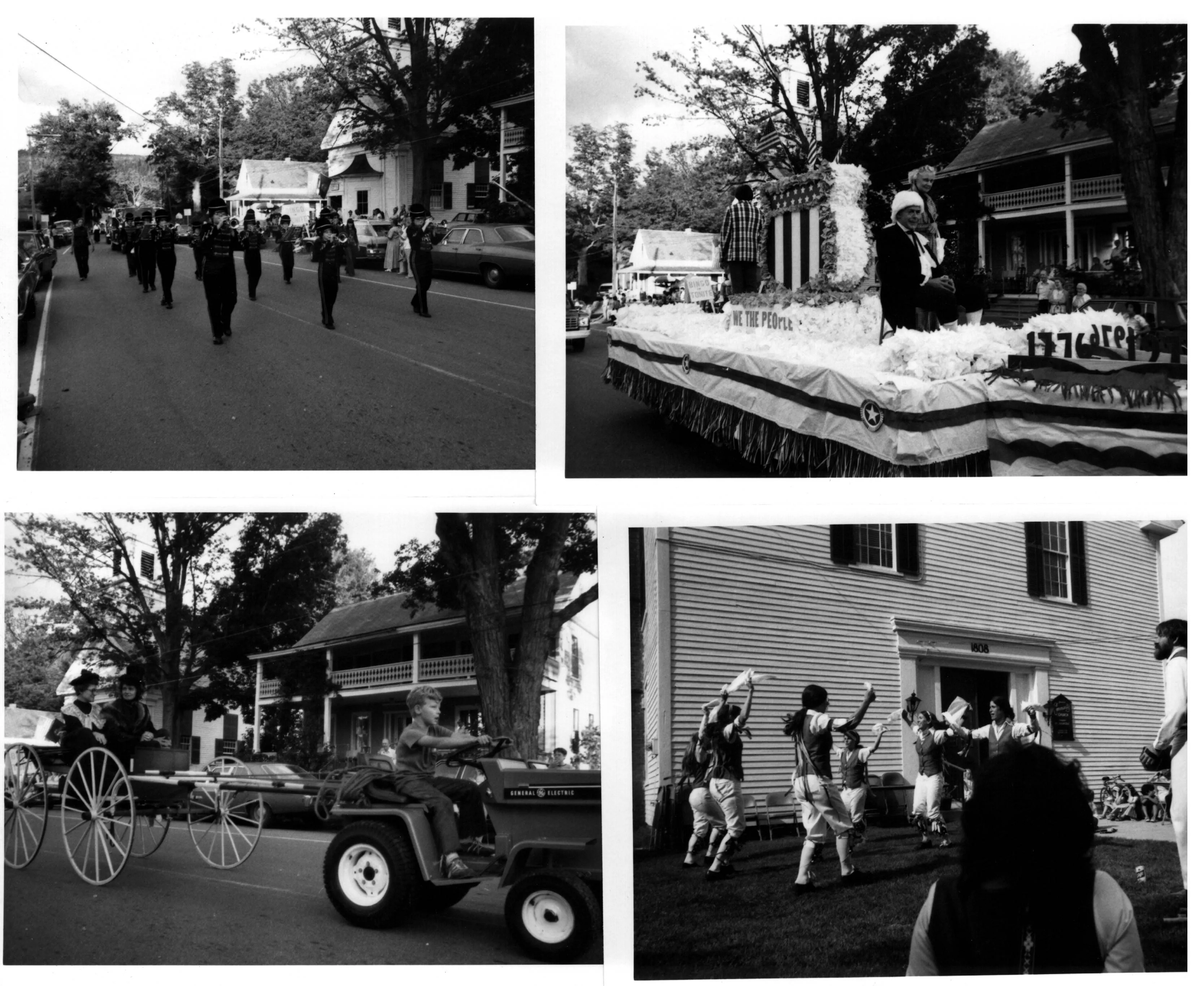 Collage of photographs of historic events in and around Jamaica Town Hall.